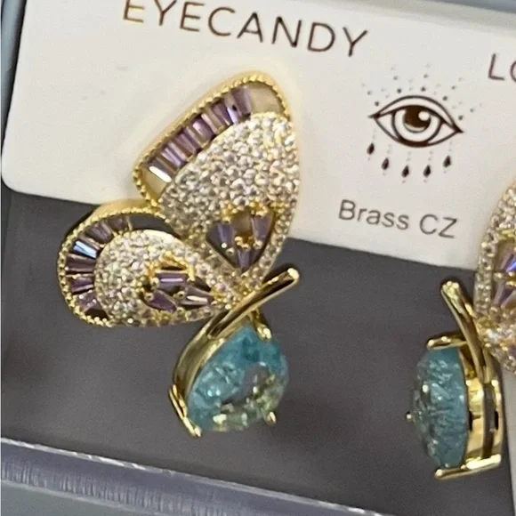 NWT ⚜️🦋⚜️ Eye candy Monarch Butterfly 18K Gold Plated Dangle Earrings - Picture 6 of 8
